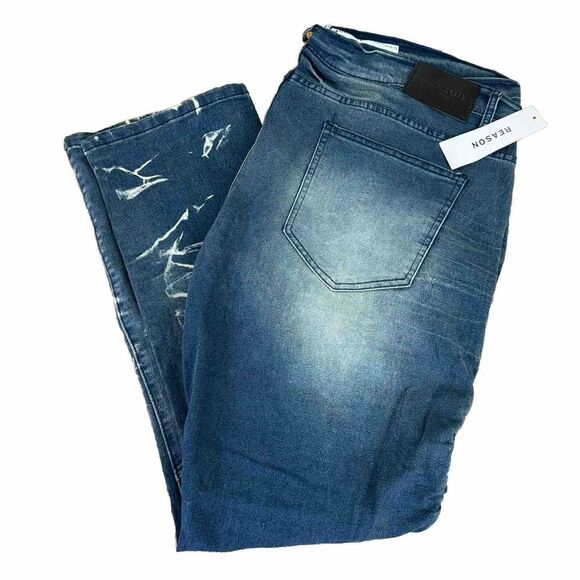 Reason‎ Mulberry Moto Destroyed Blue Denim Jeans Men's Size 48 - Picture 1 of 5